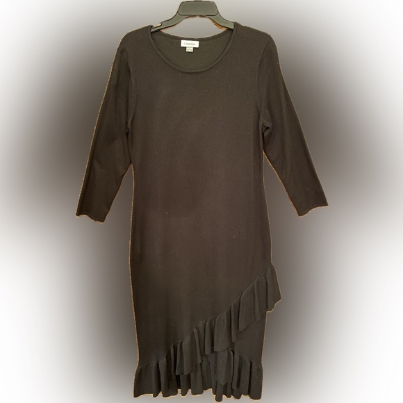 Sexy formfitting Calvin Klein black dress size large - Picture 4 of 12